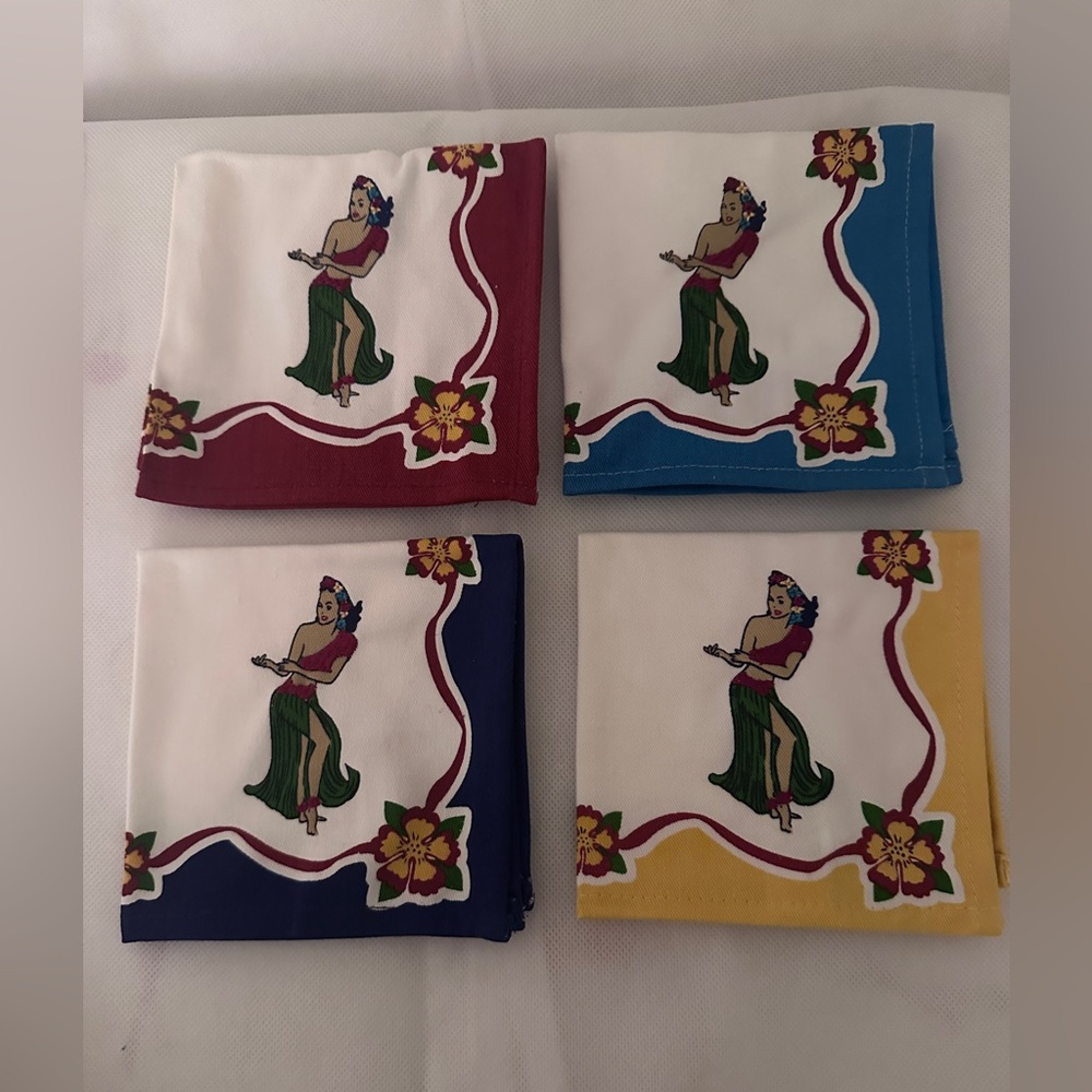 Vintage Hula Girl theme cocktail napkins